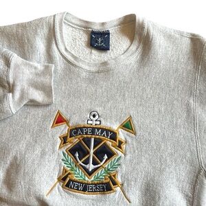 VTG 90’s Cape May New Jersey Embroidered Crewneck Sweatshirt Gray Oarsman Large